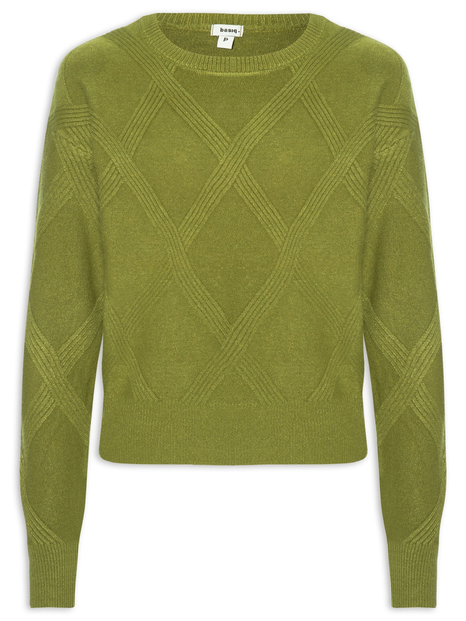 Suéter Feminino Texturizado Em Tricot Verde Basiq