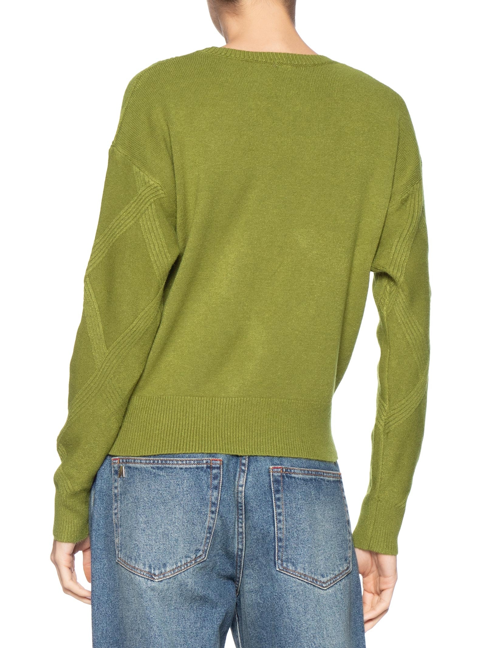 Suéter Feminino Texturizado Em Tricot Verde Basiq