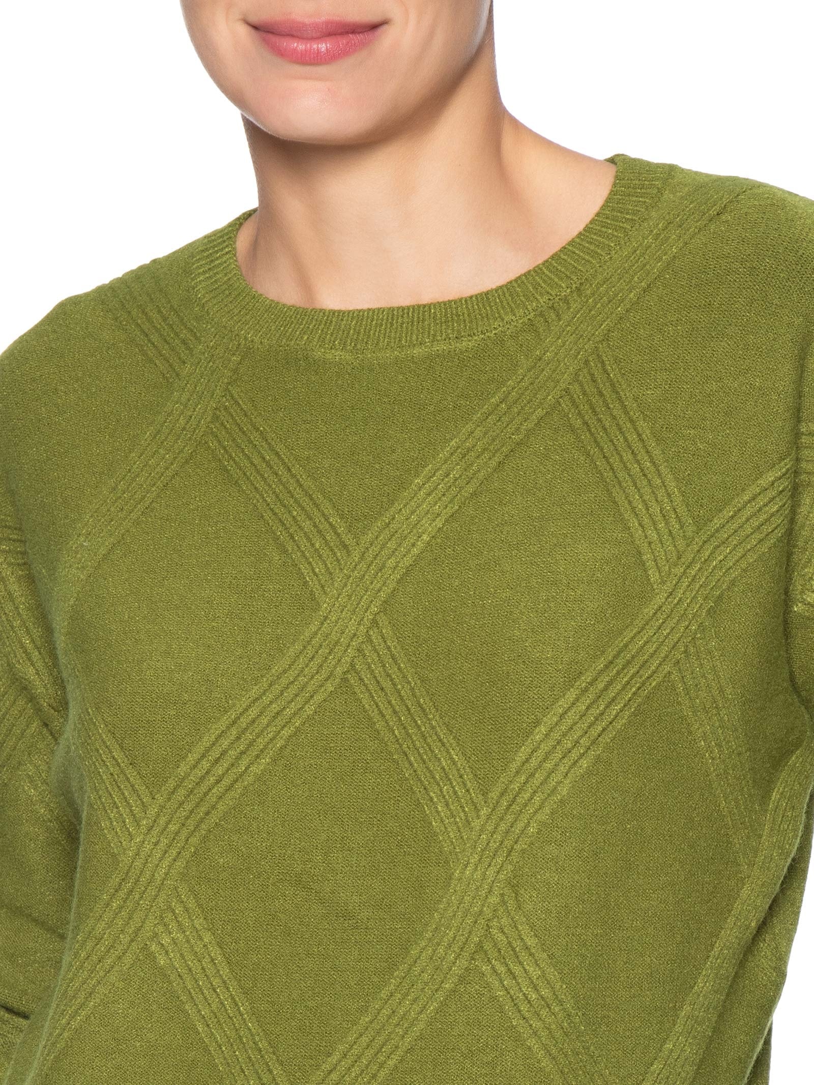 Suéter Feminino Texturizado Em Tricot Verde Basiq