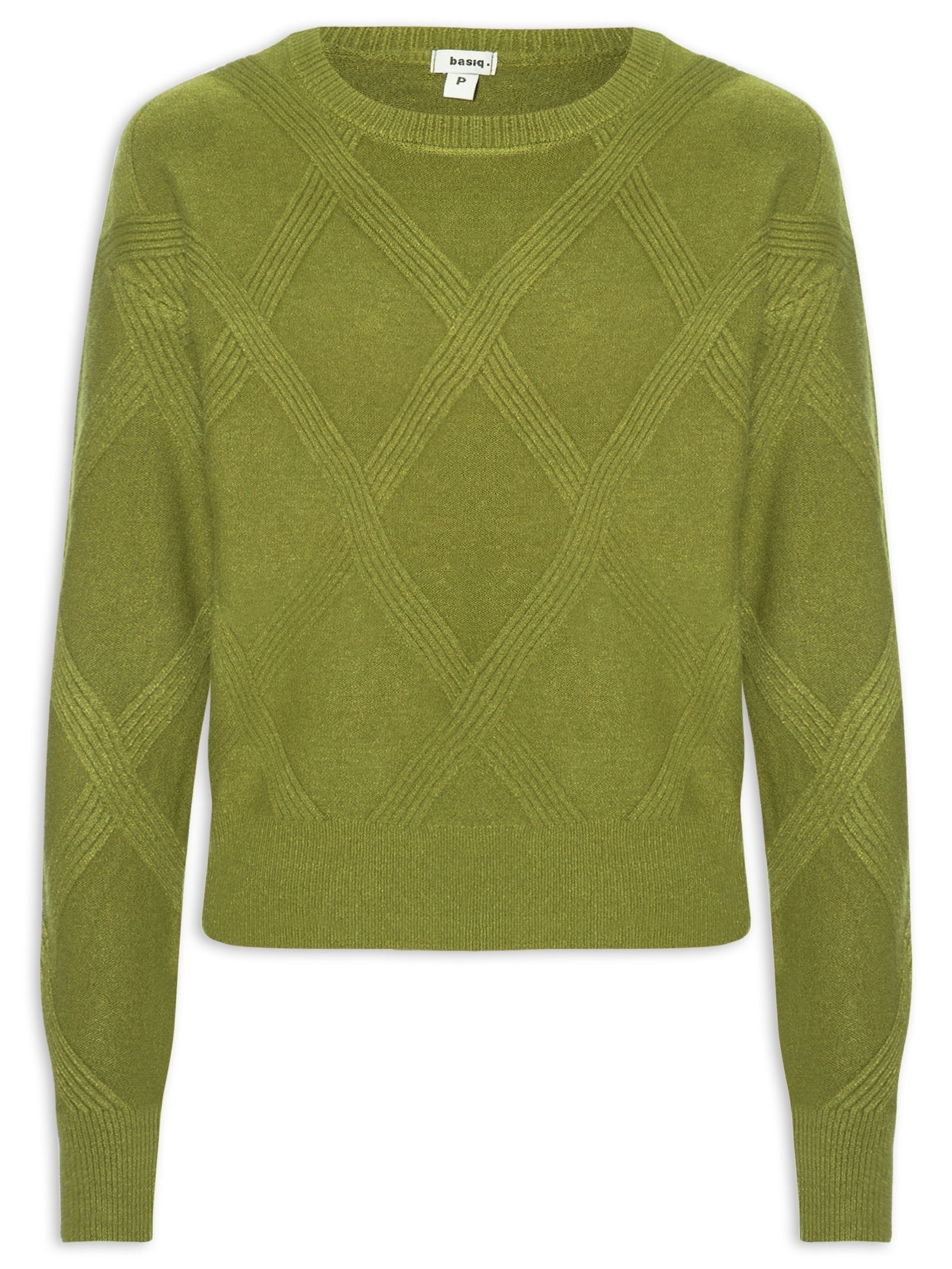 Suéter Feminino Texturizado Em Tricot Verde Basiq