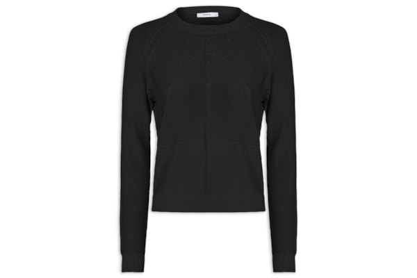 Suéter Feminino Texturizado Gola Careca - Preto