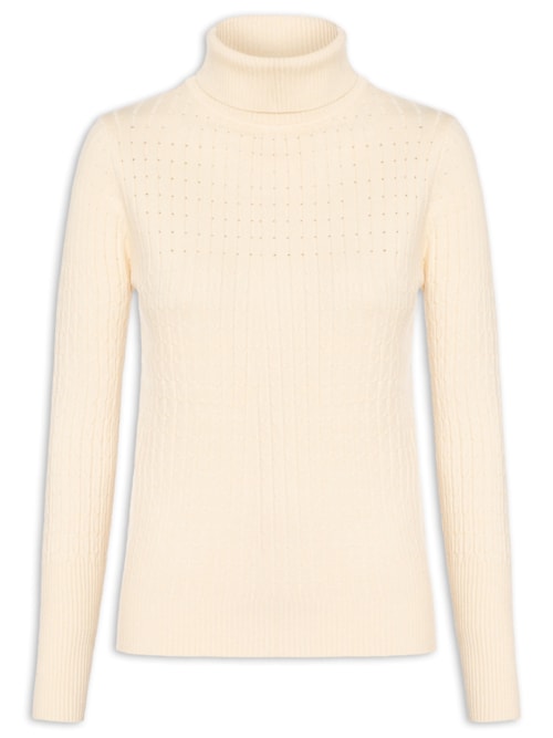 Suéter Feminino Texturizado Gola Role – Amarelo