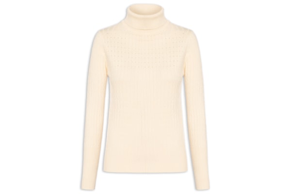 Suéter Feminino Texturizado Gola Role - Amarelo 