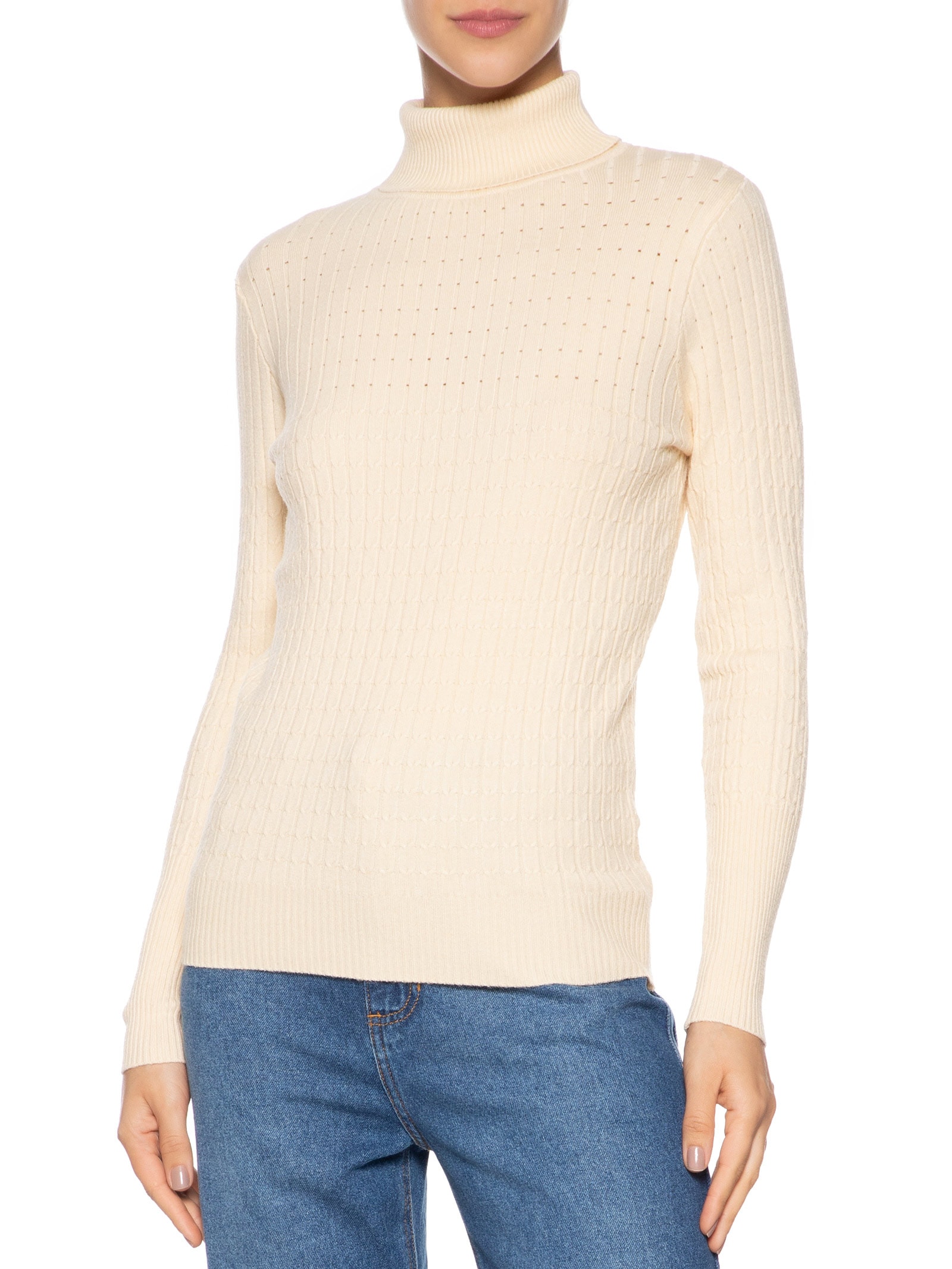 Suéter Feminino Texturizado Gola Role Amarelo  Basiq