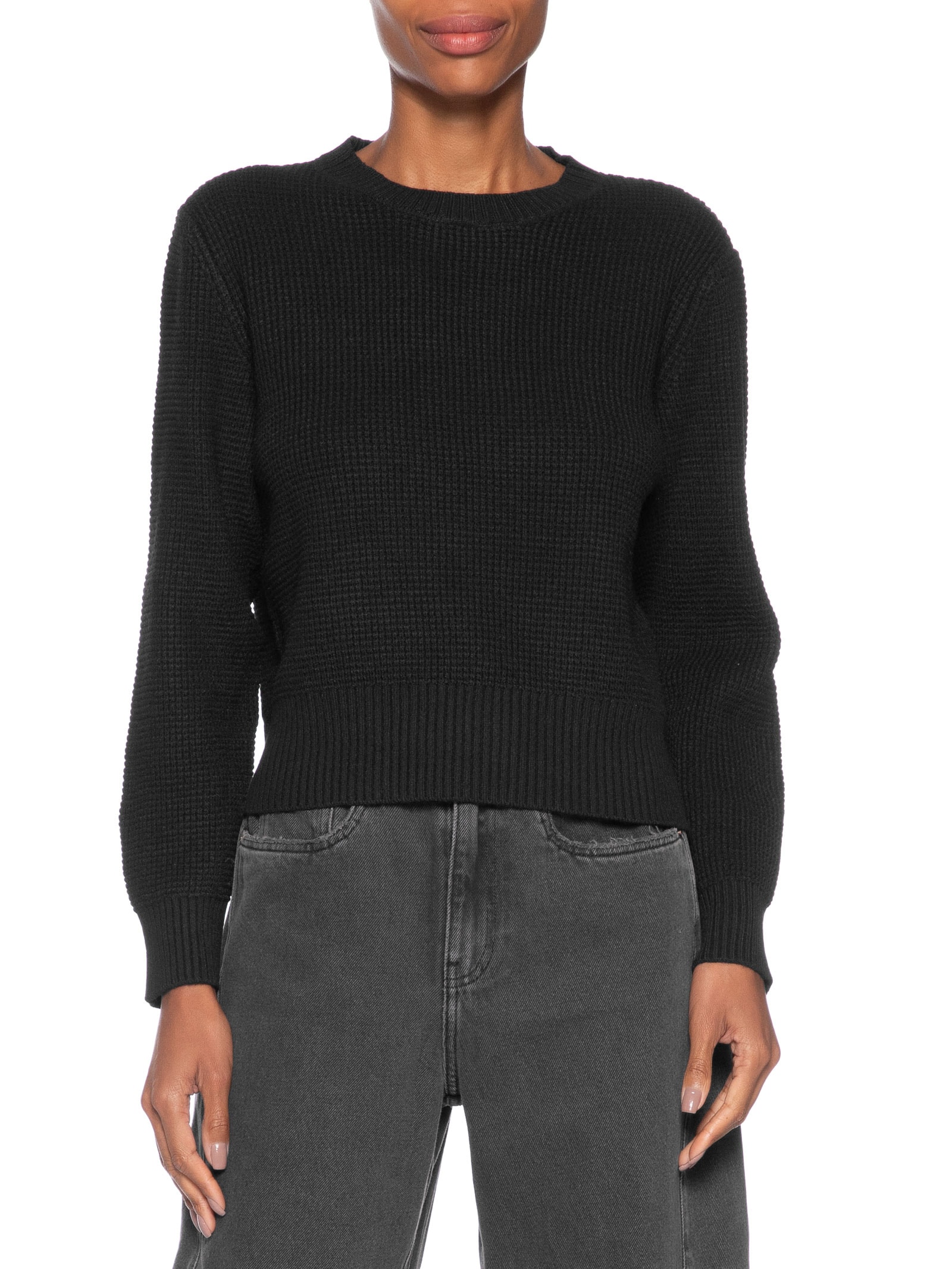 Suéter Feminino Texturizado Oversized Preto Basiq