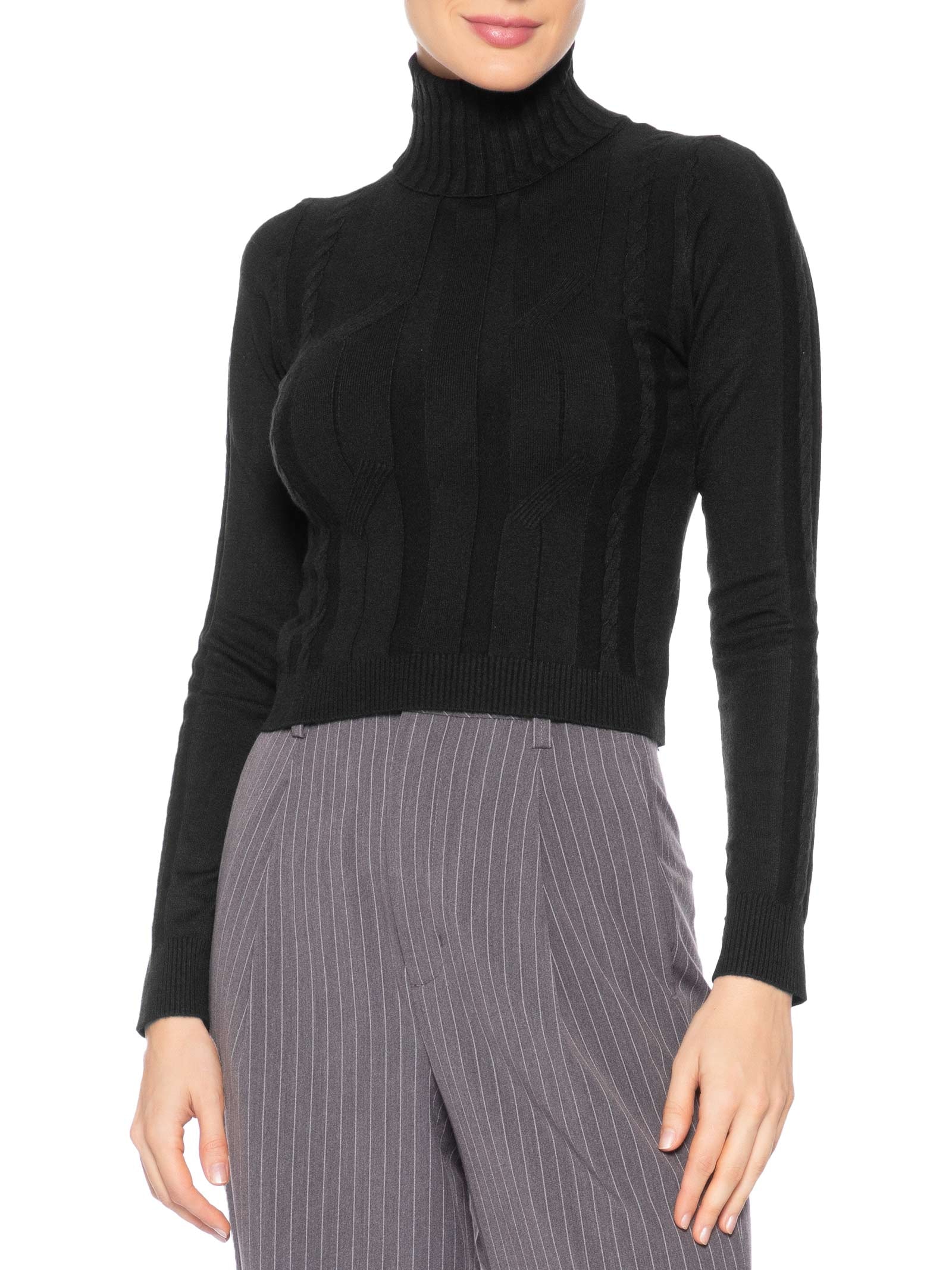 Suéter Feminino Texturizado Preto Basiq