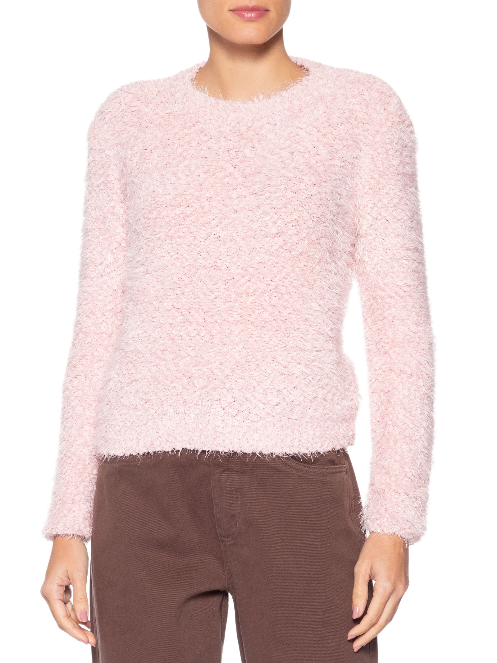 Suéter Feminino Texturizado Rosa Basiq