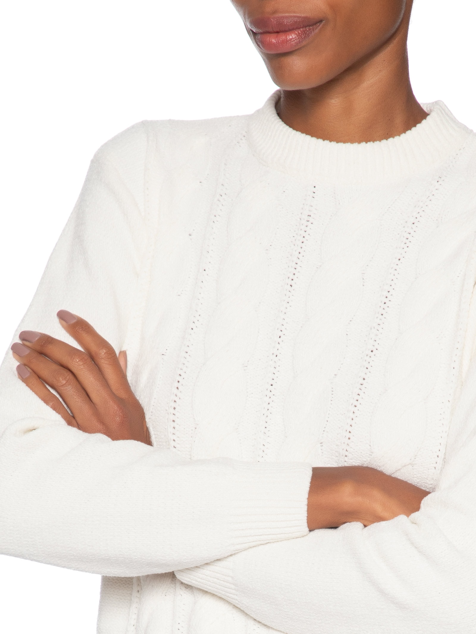 Suéter Feminino Trançado Branco Basiq