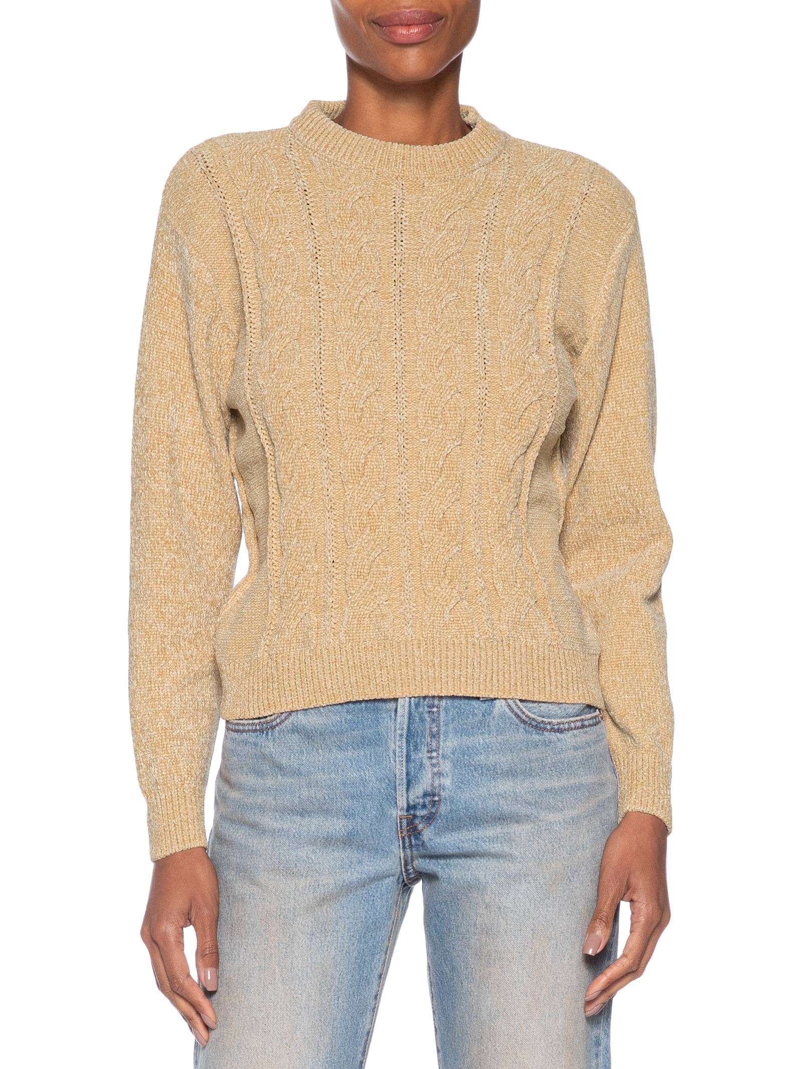 Suéter Feminino Trançado Em Tricot Bege Basiq