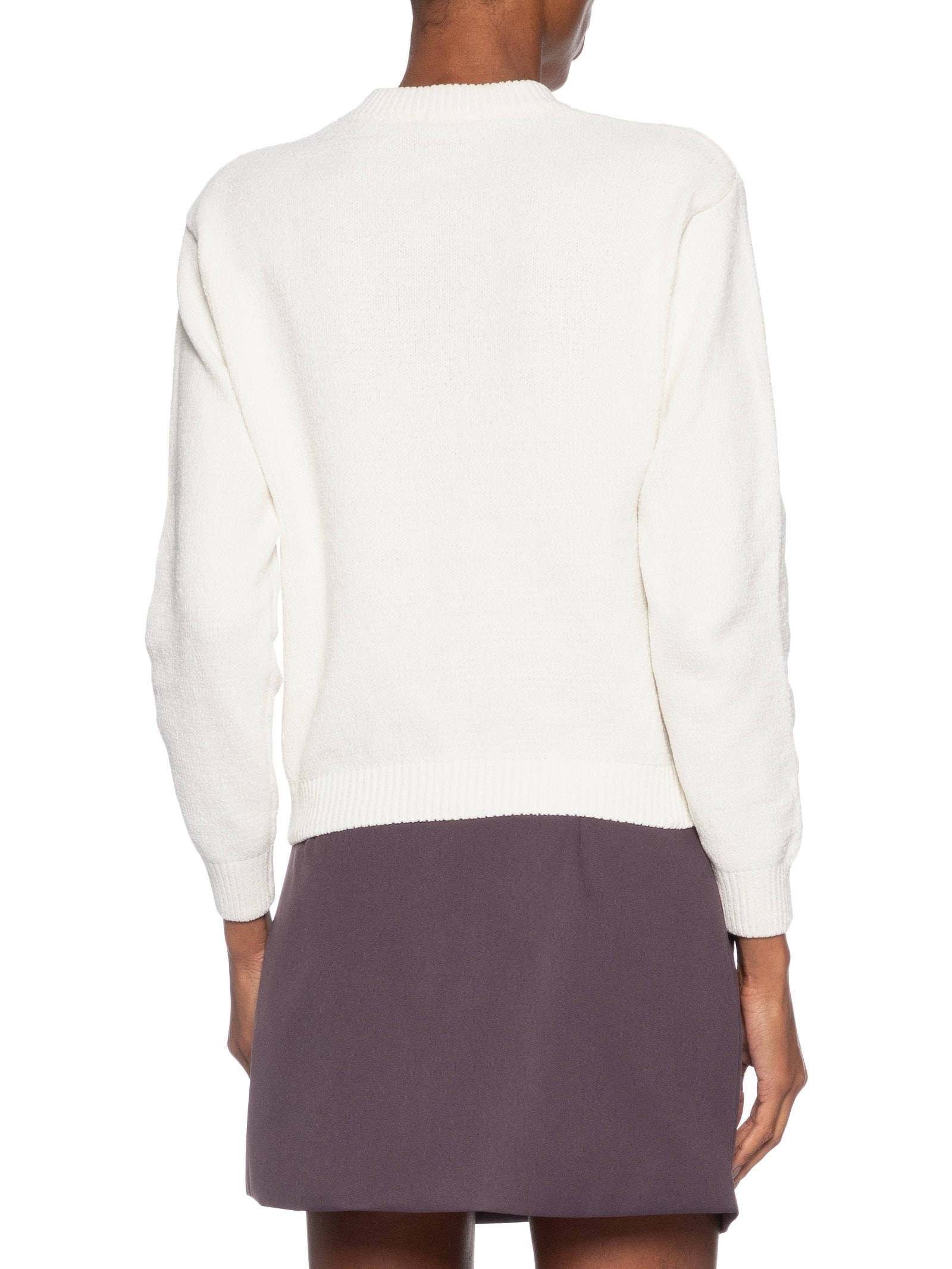 Suéter Feminino Trançado Em Tricot Branco Basiq