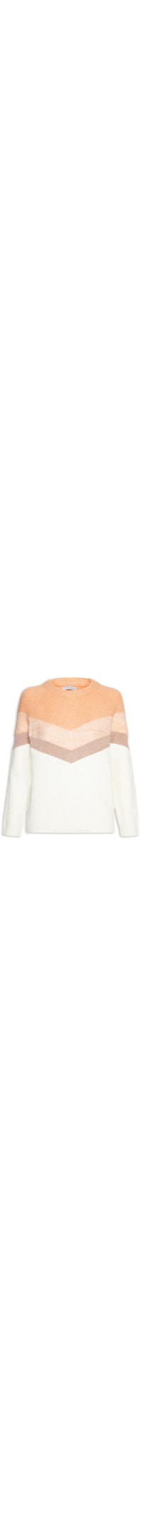 Suéter Feminino Tricolor Em Tricot - Off White