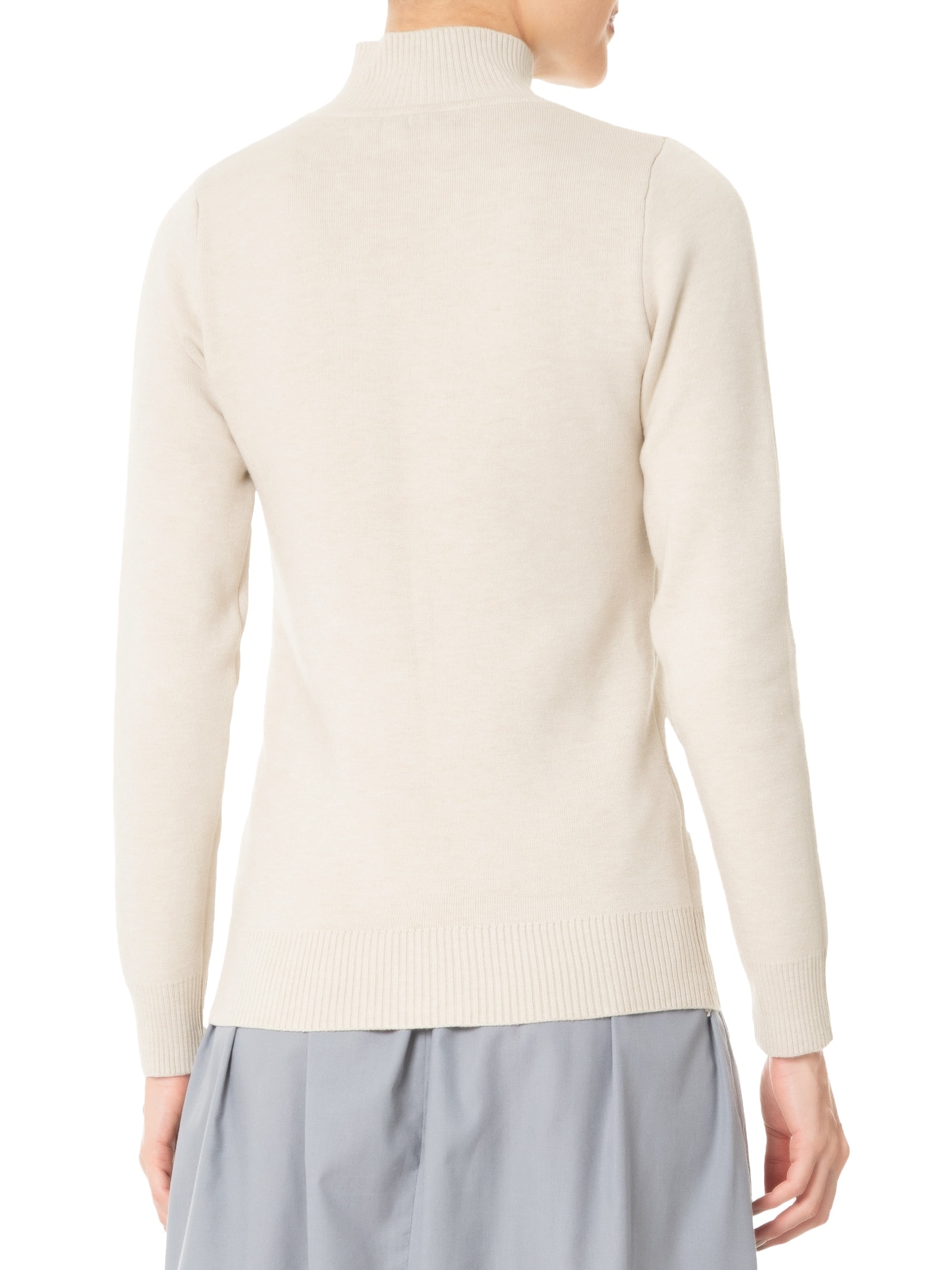 Suéter Feminino Tricot Básico Gola Alta Bege Basiq