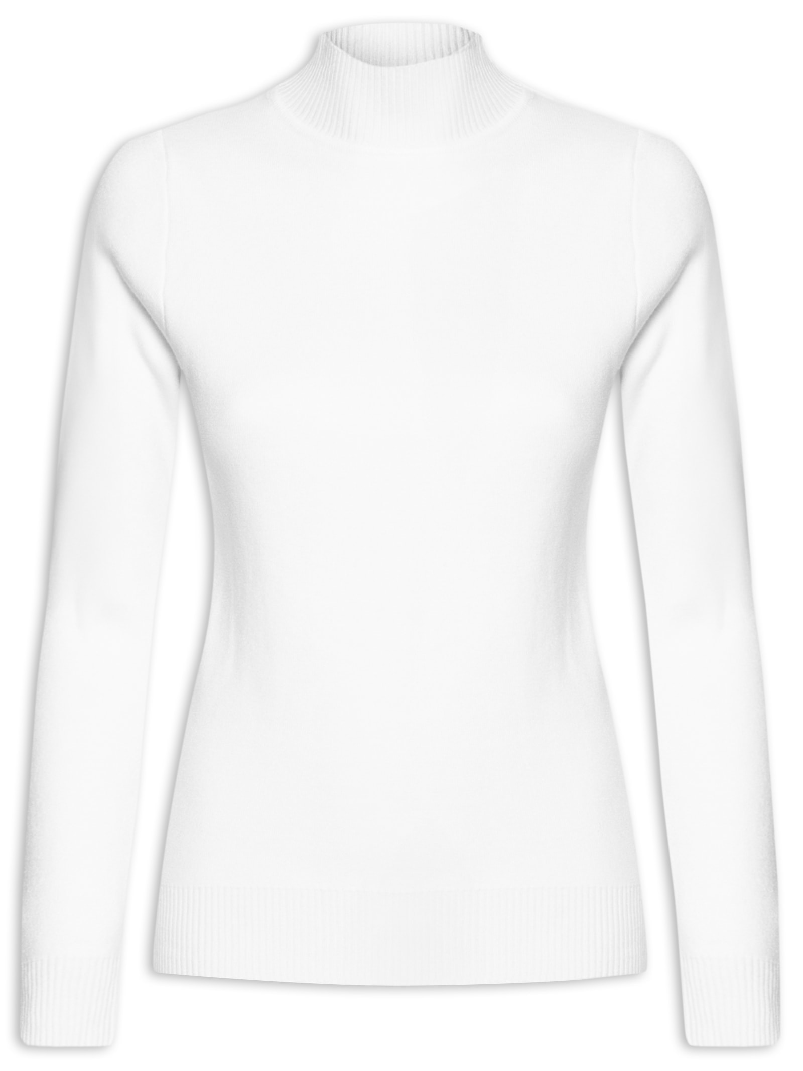 Suéter Feminino Tricot Básico Gola Alta Branco Basiq