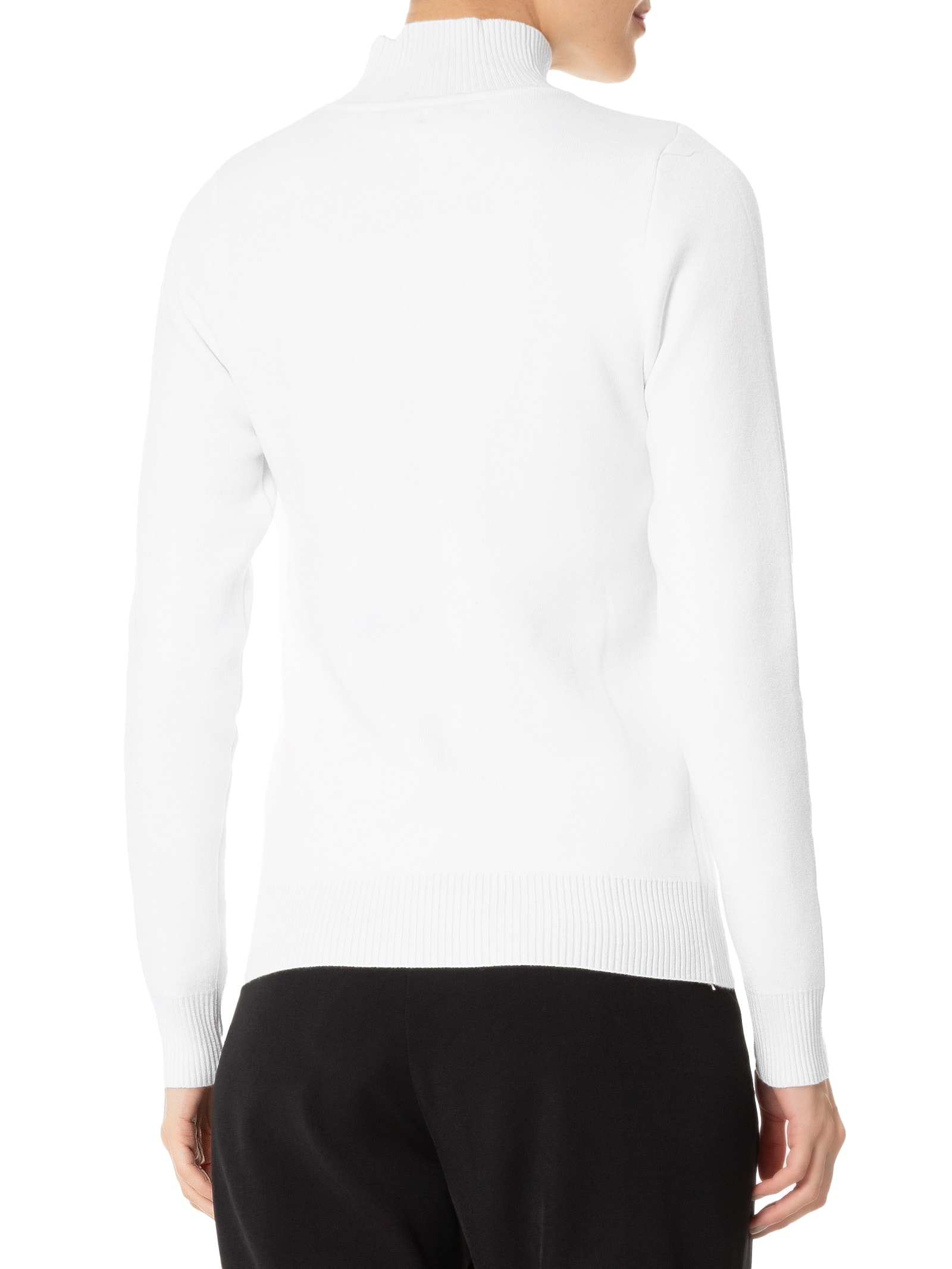 Suéter Feminino Tricot Básico Gola Alta Branco Basiq