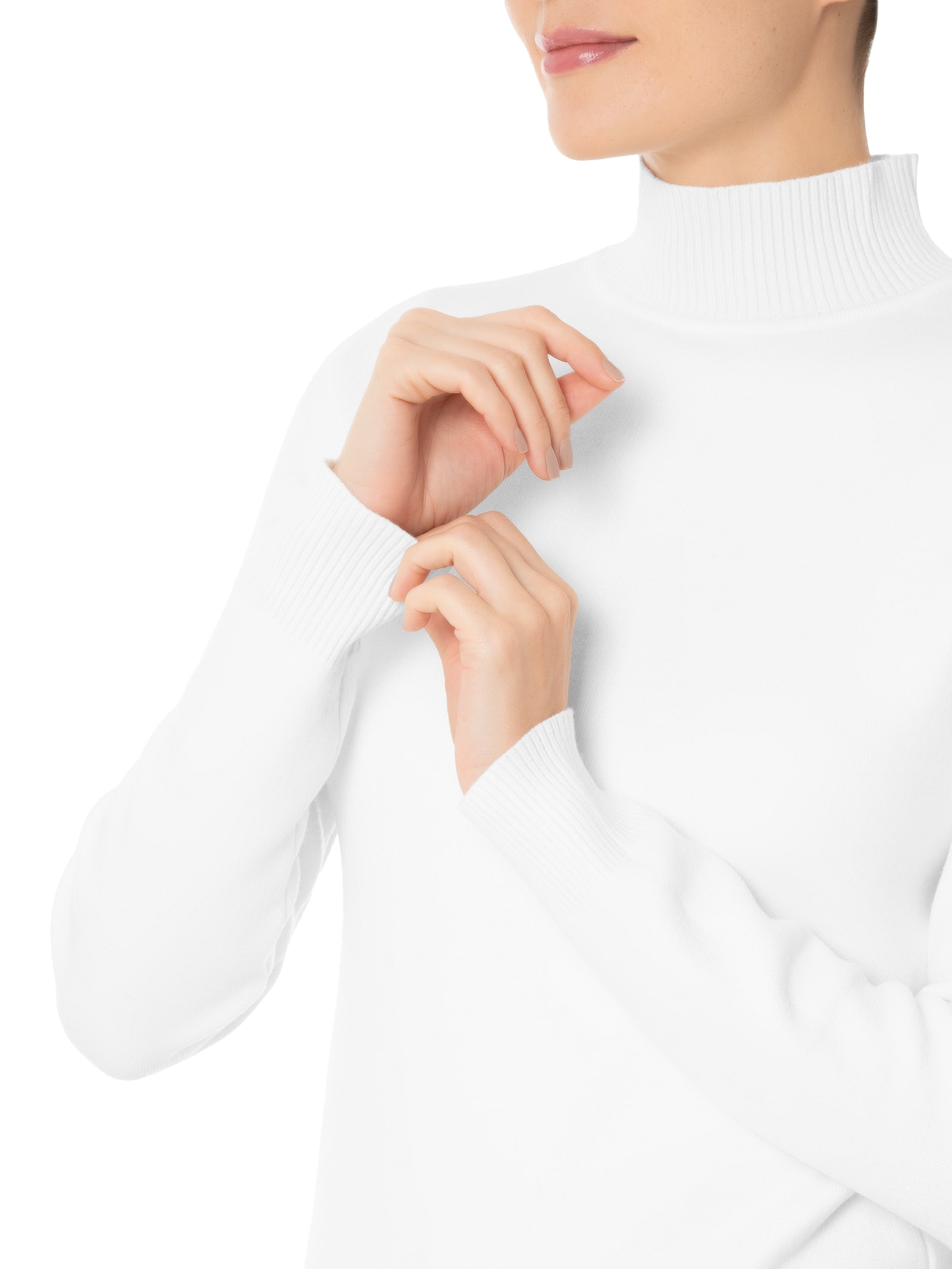 Suéter Feminino Tricot Básico Gola Alta Branco Basiq