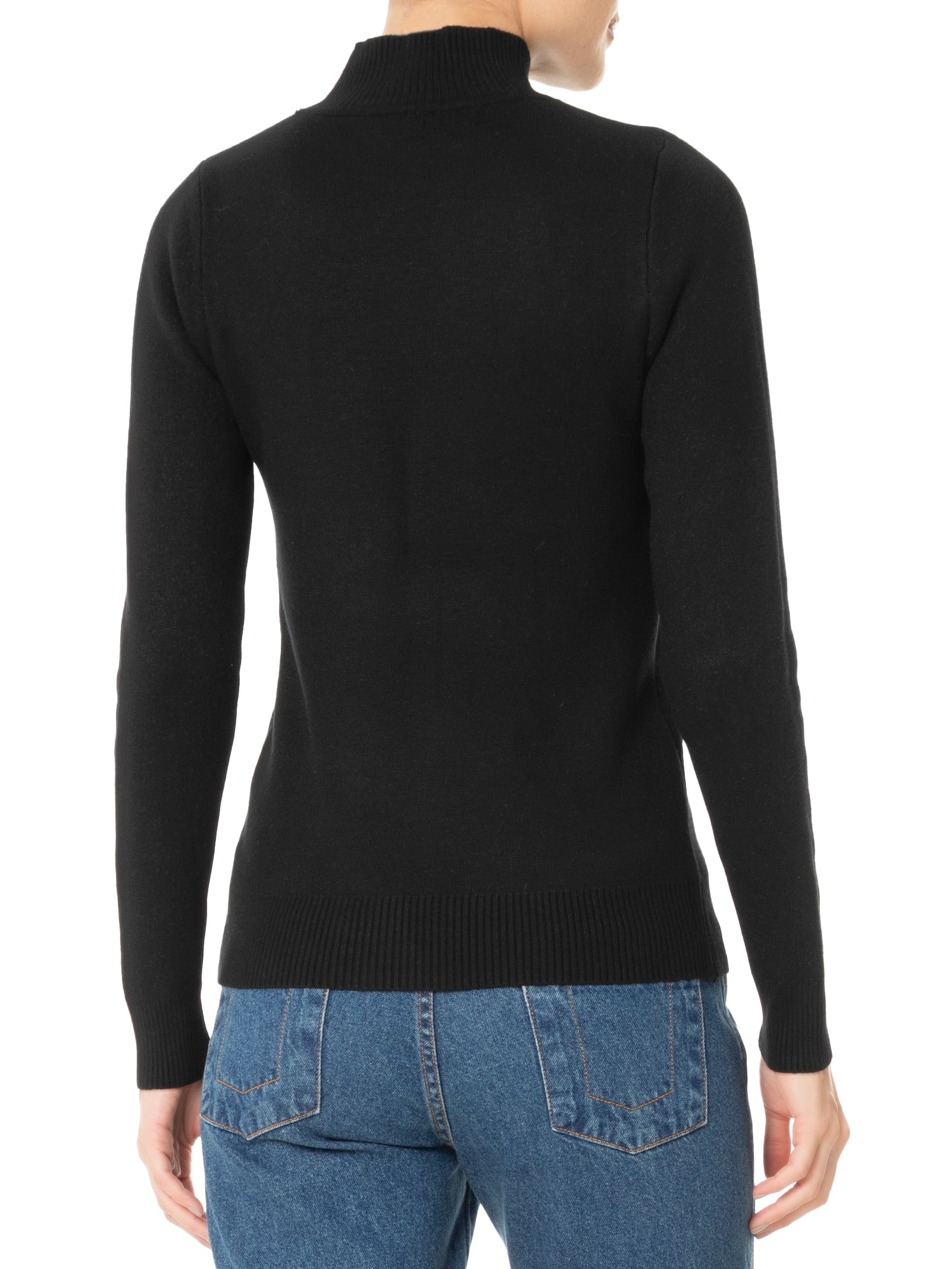 Suéter Feminino Tricot Básico Gola Alta Preto Basiq