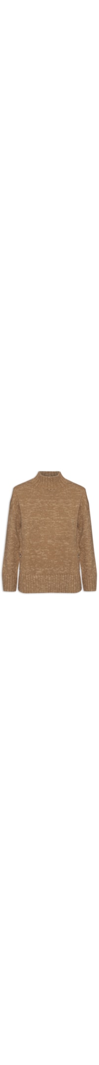 Suéter Feminino Tricot Com Botões Nas Laterais - Marrom