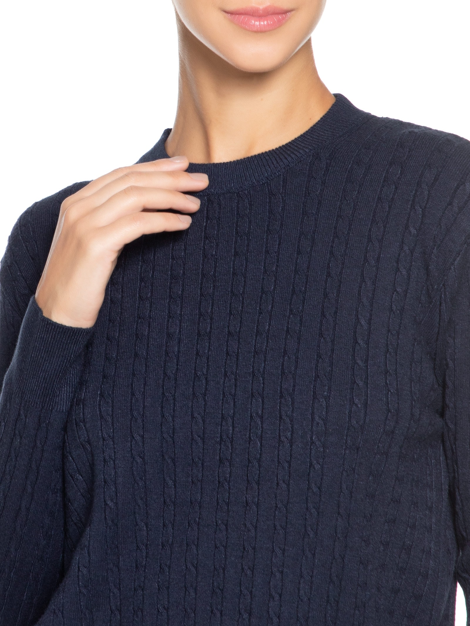 Suéter Feminino Tricot Com Manga Oversized Azul Basiq