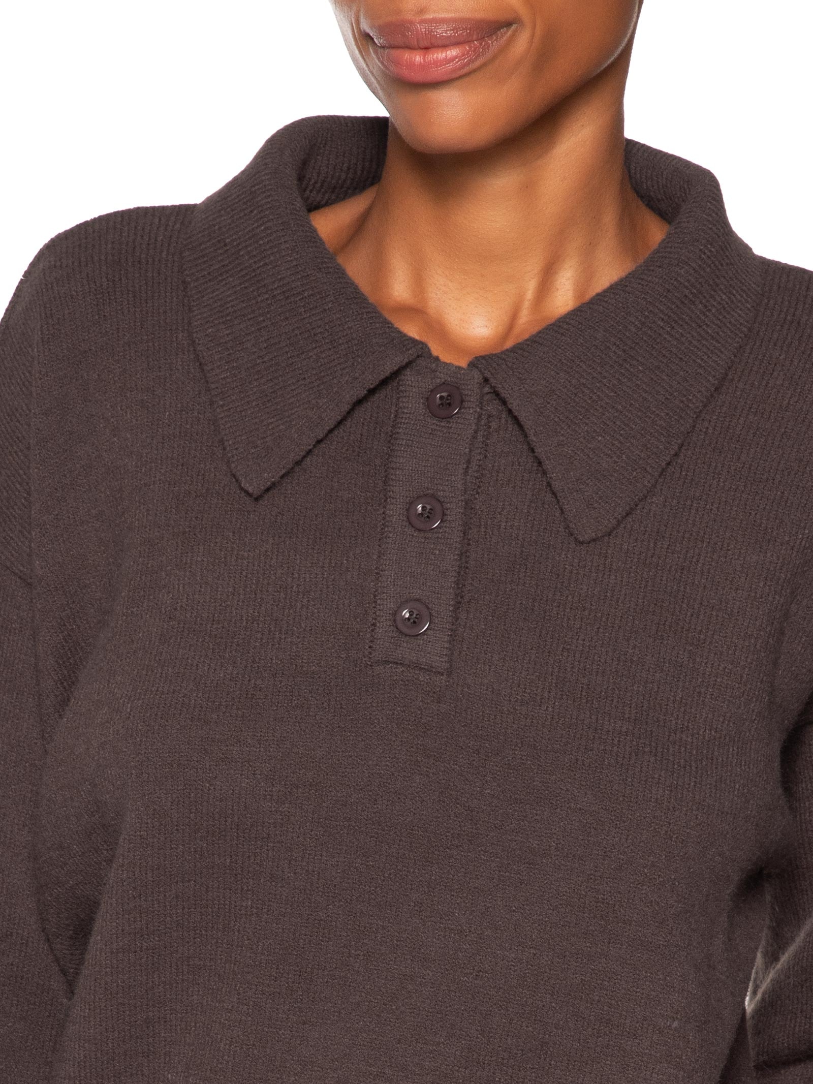 Suéter Feminino Tricot Comfy Gola Esporte – Marrom Basiq