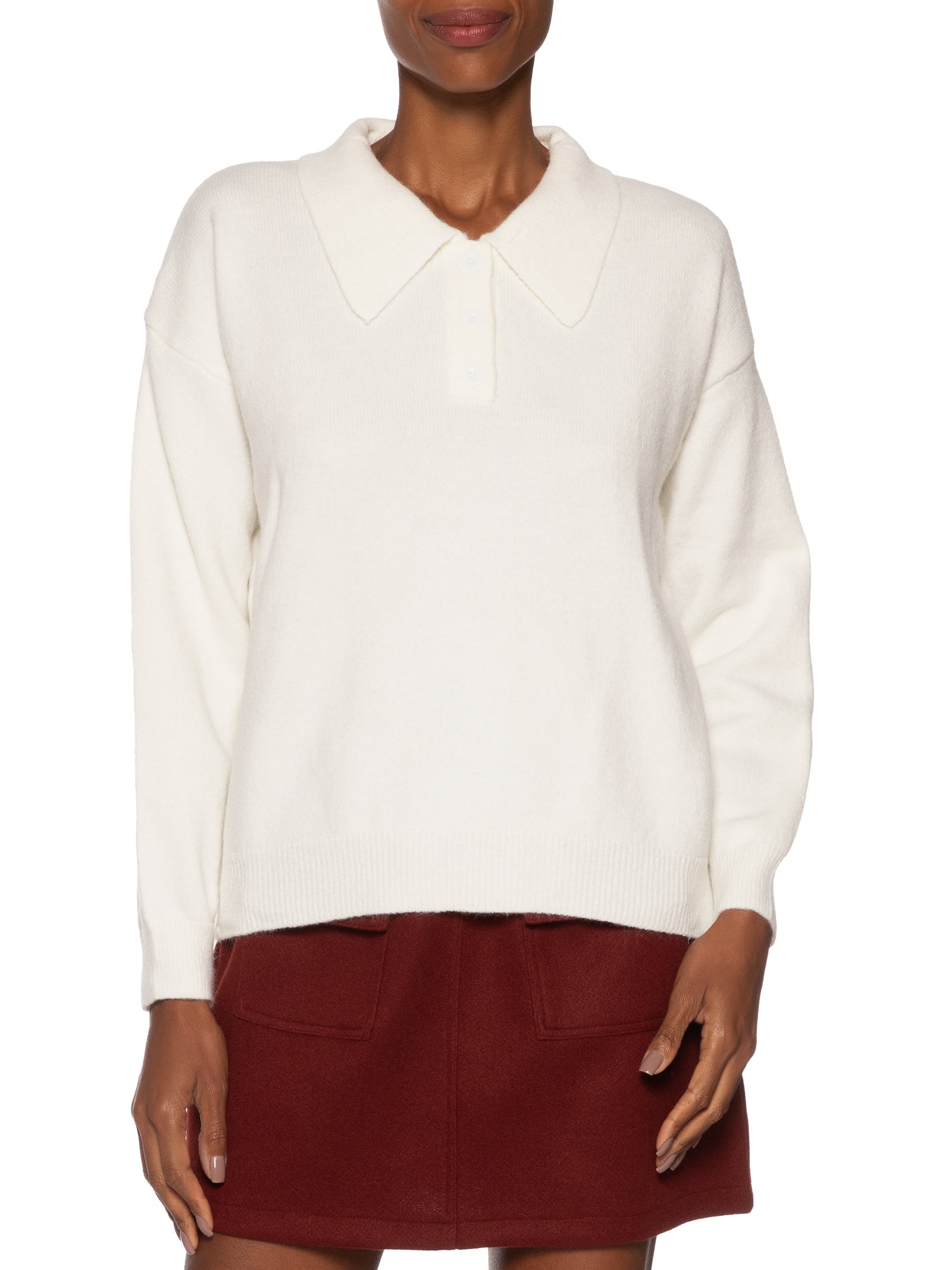 Suéter Feminino Tricot Comfy Gola Esporte – Off White Basiq
