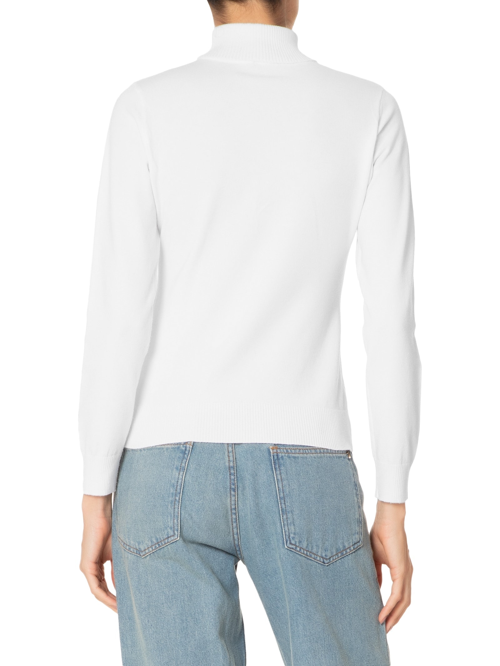 Suéter Feminino Tricot Gola Alta Branco Basiq