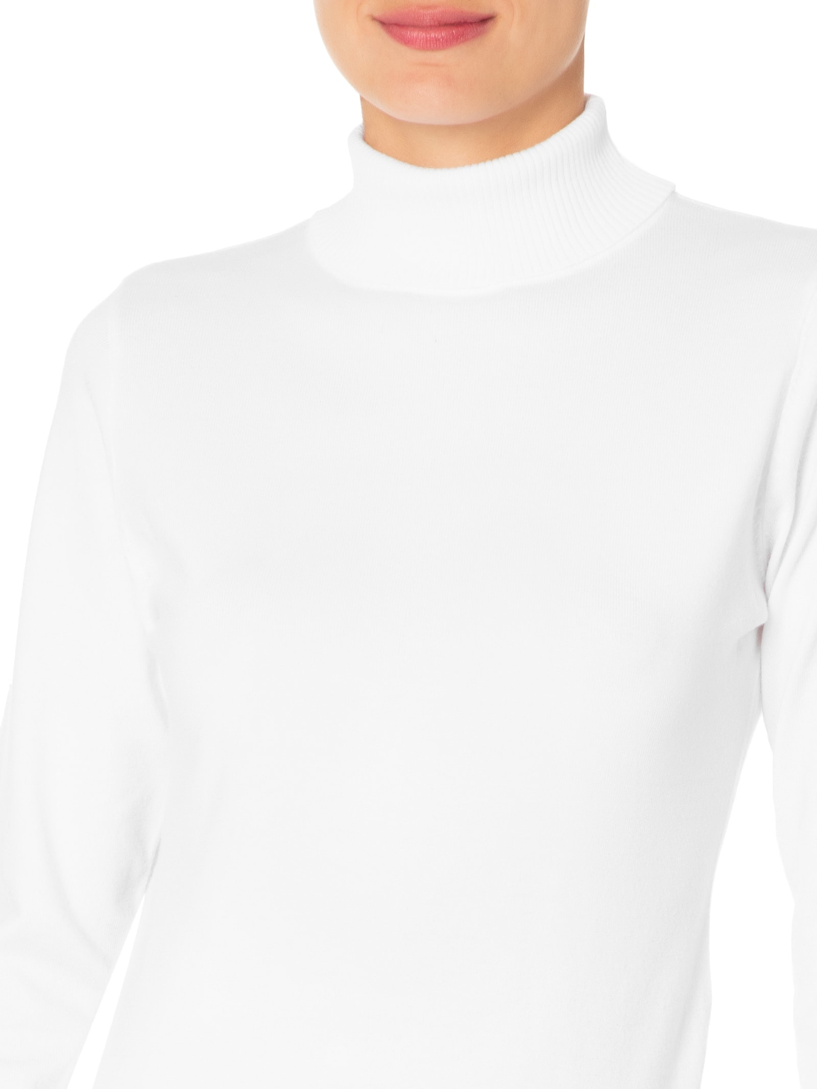 Suéter Feminino Tricot Gola Alta Branco Basiq