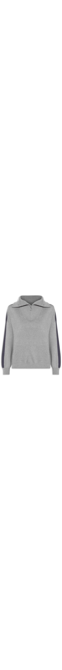 Suéter Feminino Tricot Gola Alta Com Zíper - Cinza