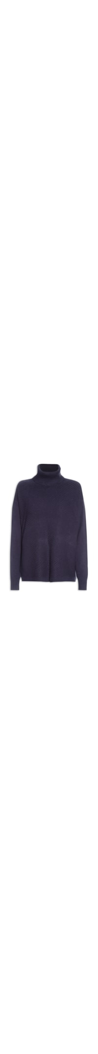 Suéter Feminino Tricot Gola Alta Texturizado - Azul