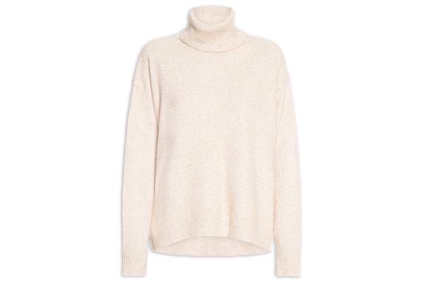 Suéter Feminino Tricot Gola Alta Texturizado - Bege