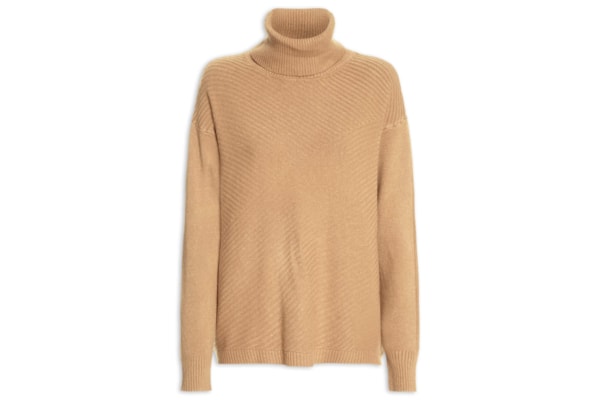 Suéter Feminino Tricot Gola Alta Texturizado - Marrom
