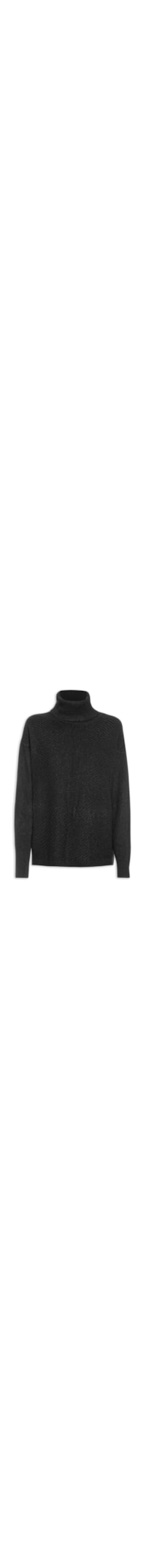 Suéter Feminino Tricot Gola Alta Texturizado - Preto