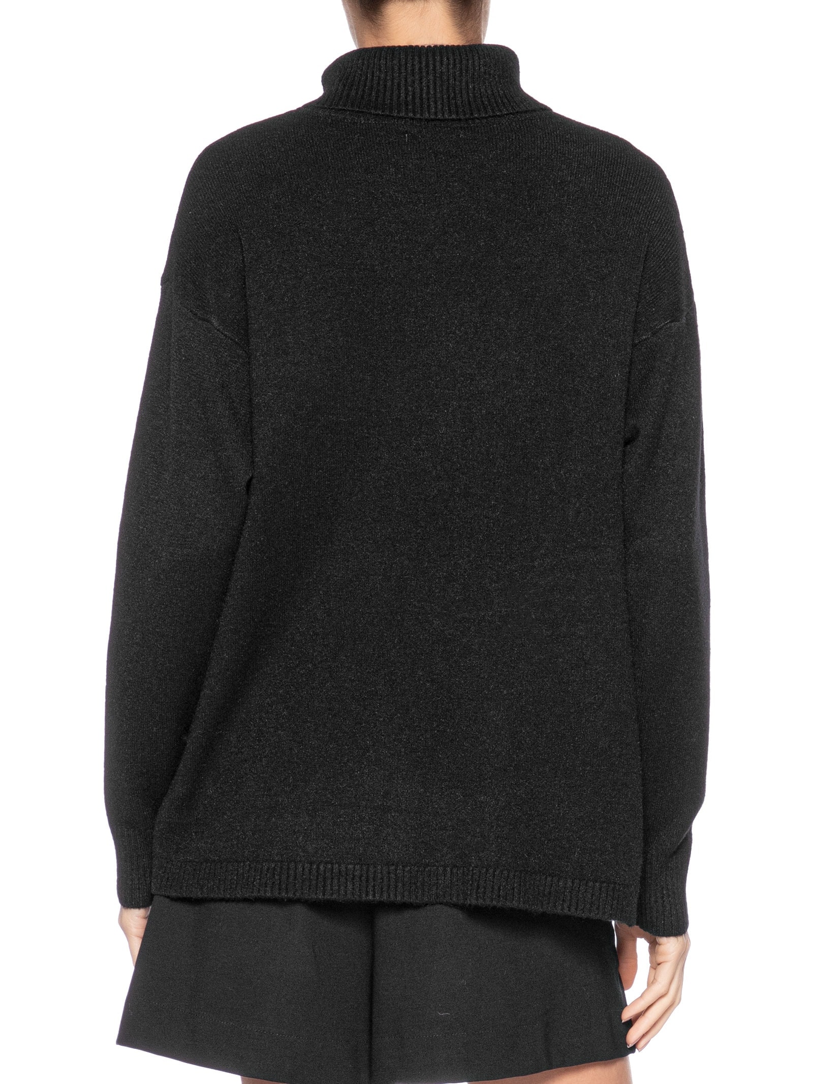 Suéter Feminino Tricot Gola Alta Texturizado Preto Basiq