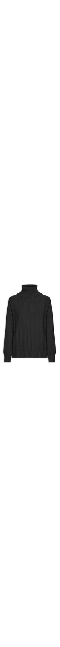 Suéter Feminino Tricot Gola Rolê - Preto