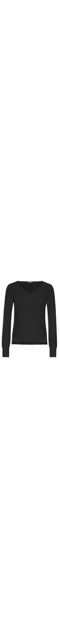 Suéter Feminino Tricot Gola V - Preto