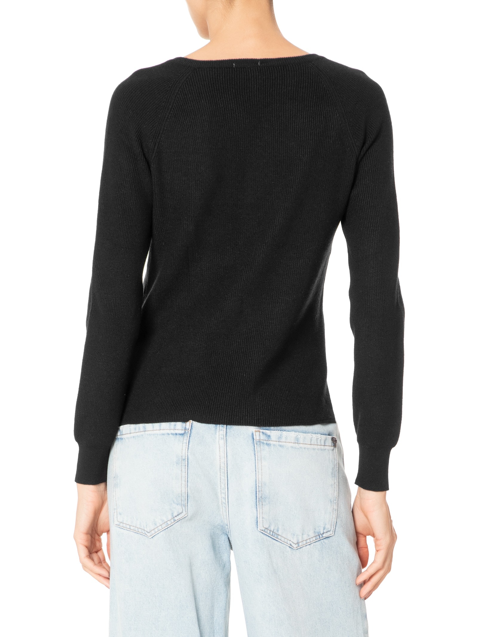 Suéter Feminino Tricot Gola V Preto Basiq