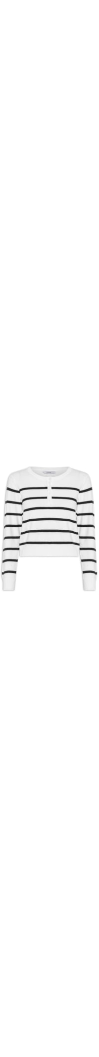 Suéter Feminino Tricot Listrado Com Botão - Branco