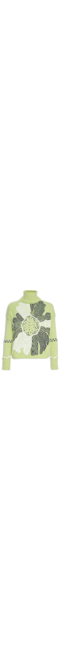Suéter Feminino Tricot Manga Longa Flower - Verde
