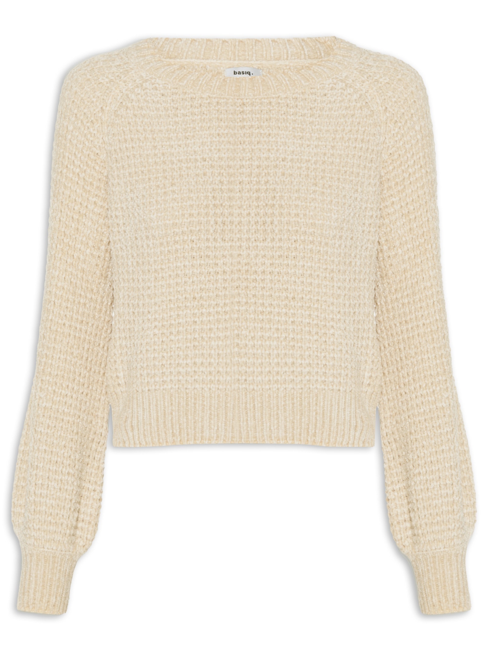 Suéter Feminino Tricot Manga Ragla Bege Basiq