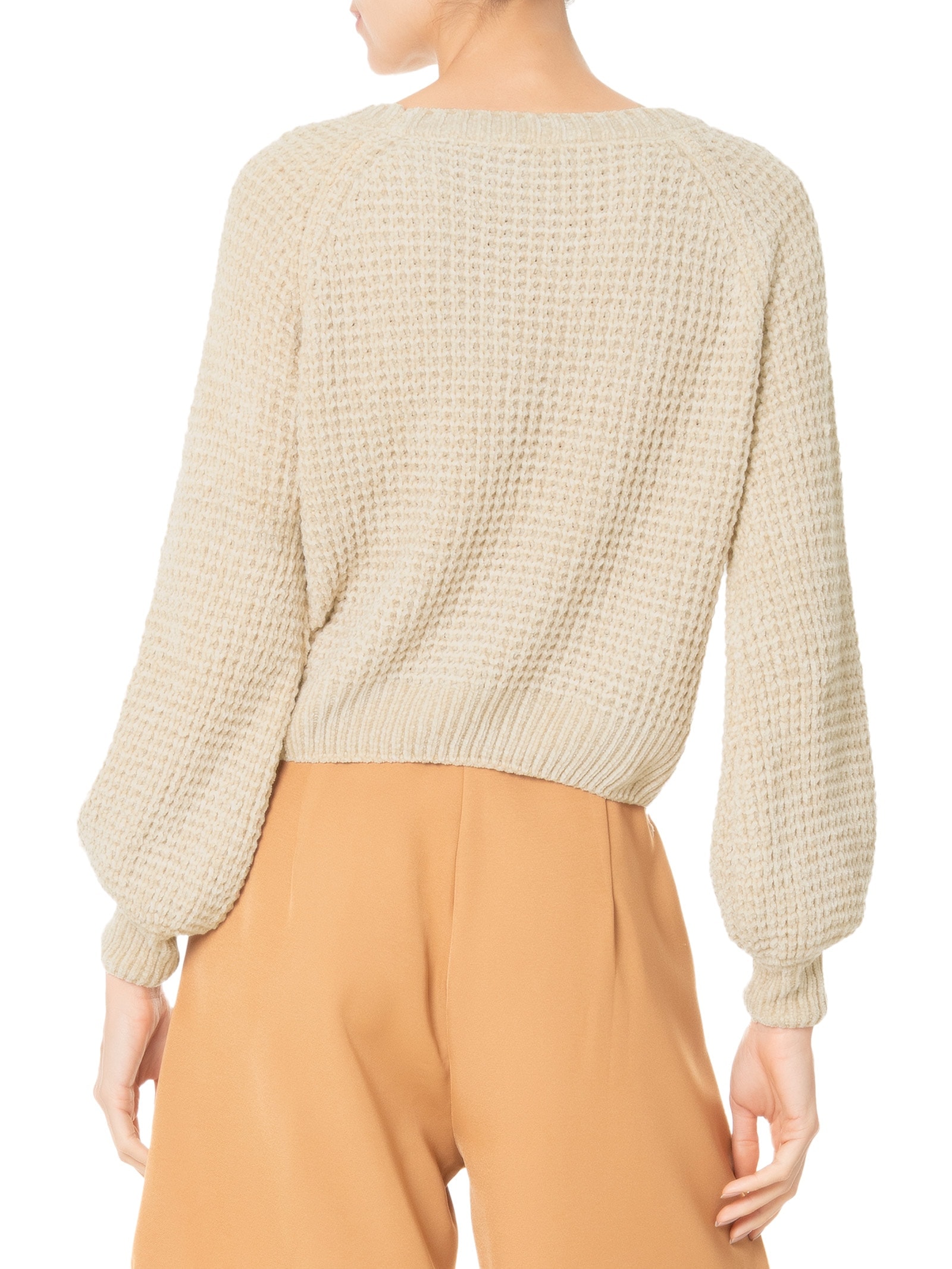 Suéter Feminino Tricot Manga Ragla Bege Basiq