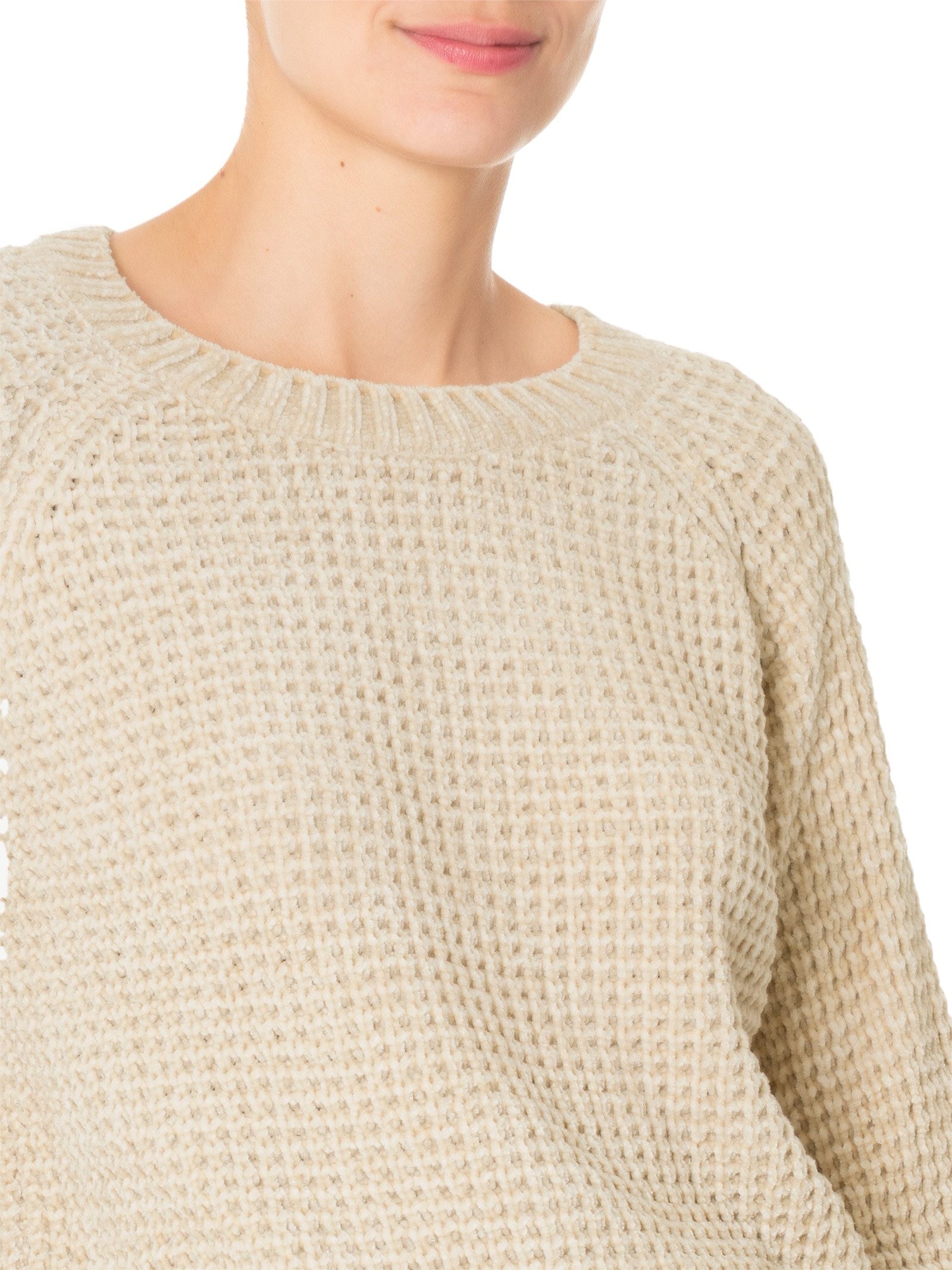 Suéter Feminino Tricot Manga Ragla Bege Basiq