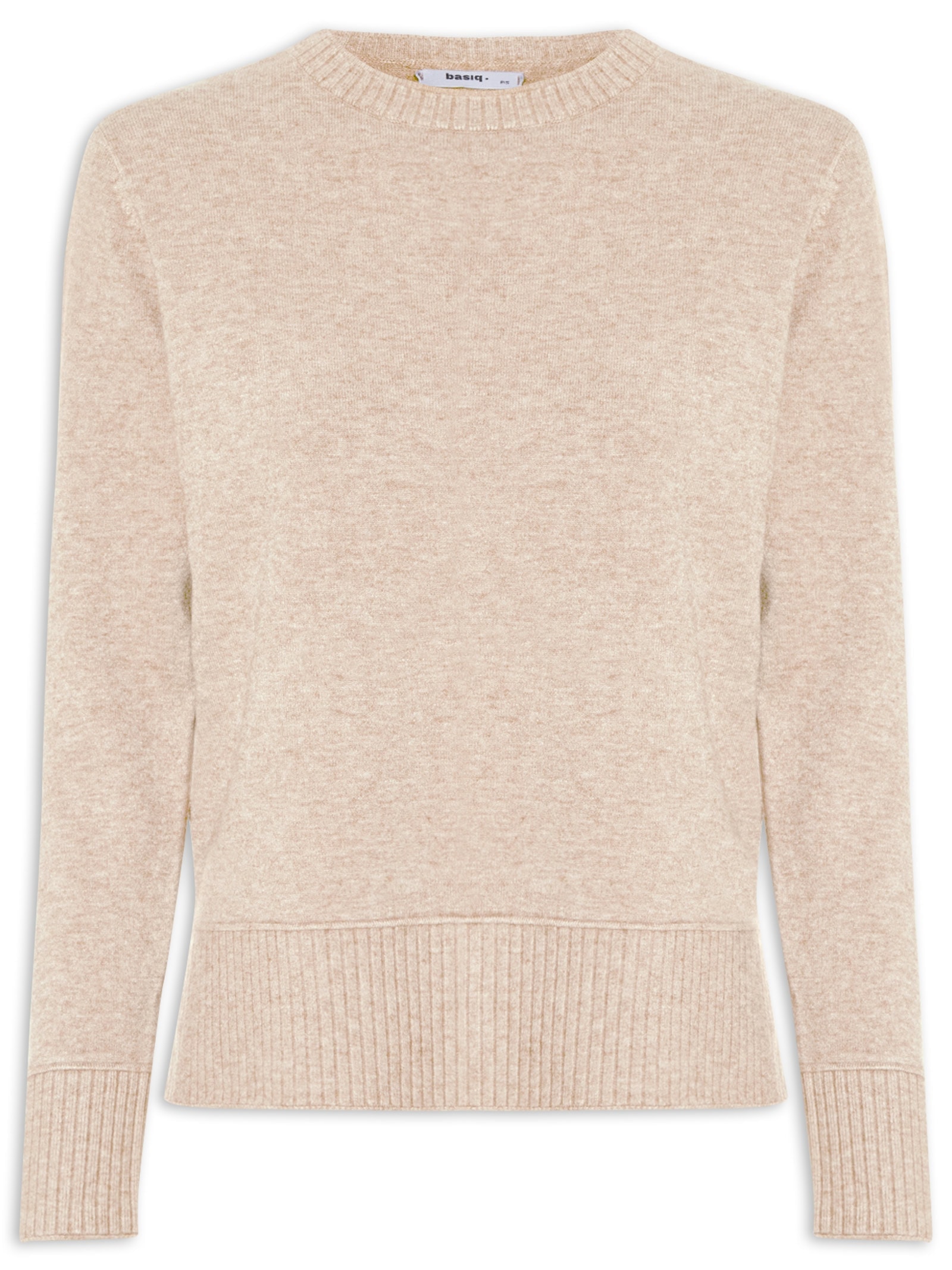 Suéter Feminino Tricot Oversized Básico Bege Basiq
