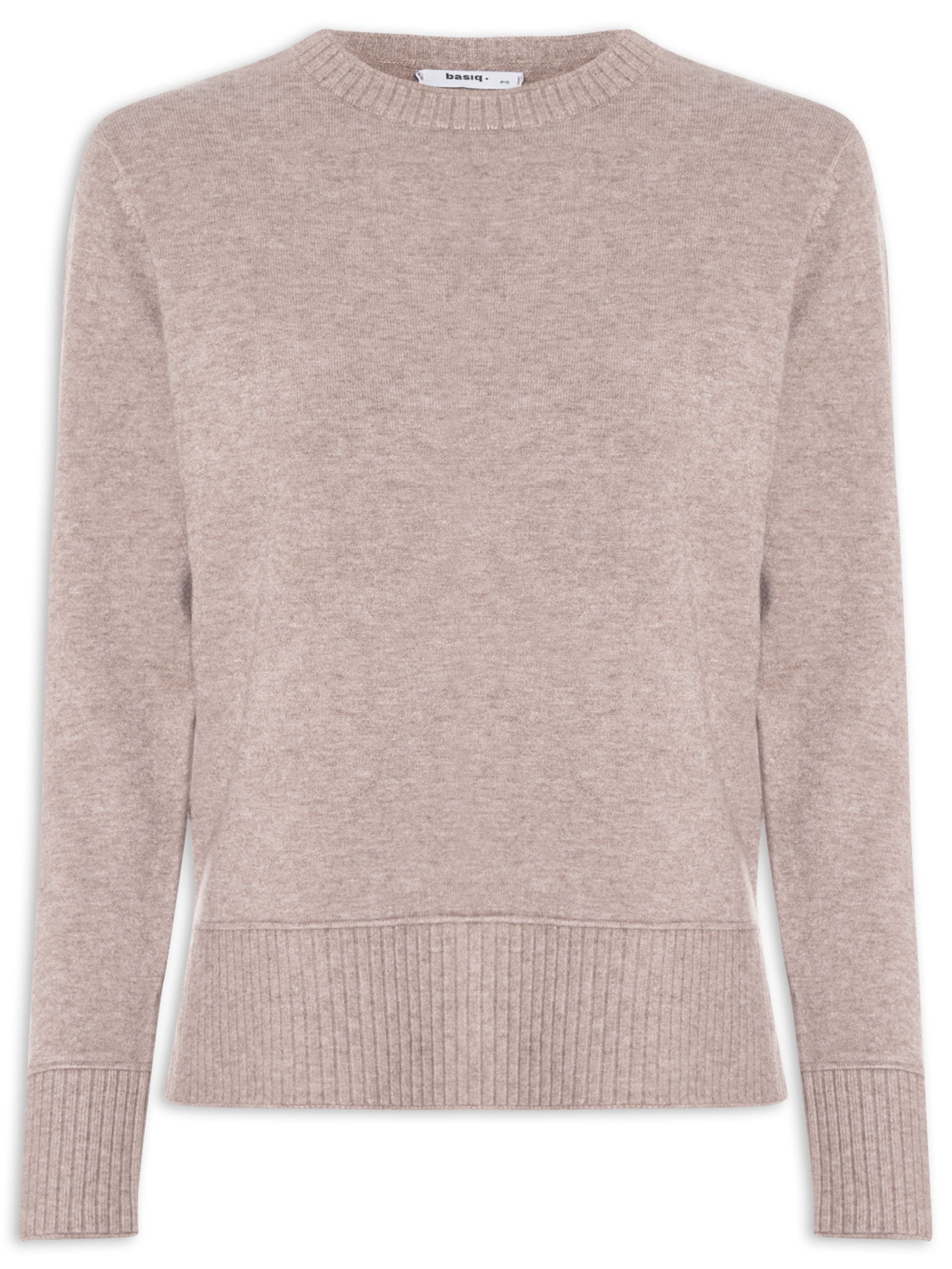 Suéter Feminino Tricot Oversized Básico Bege Basiq