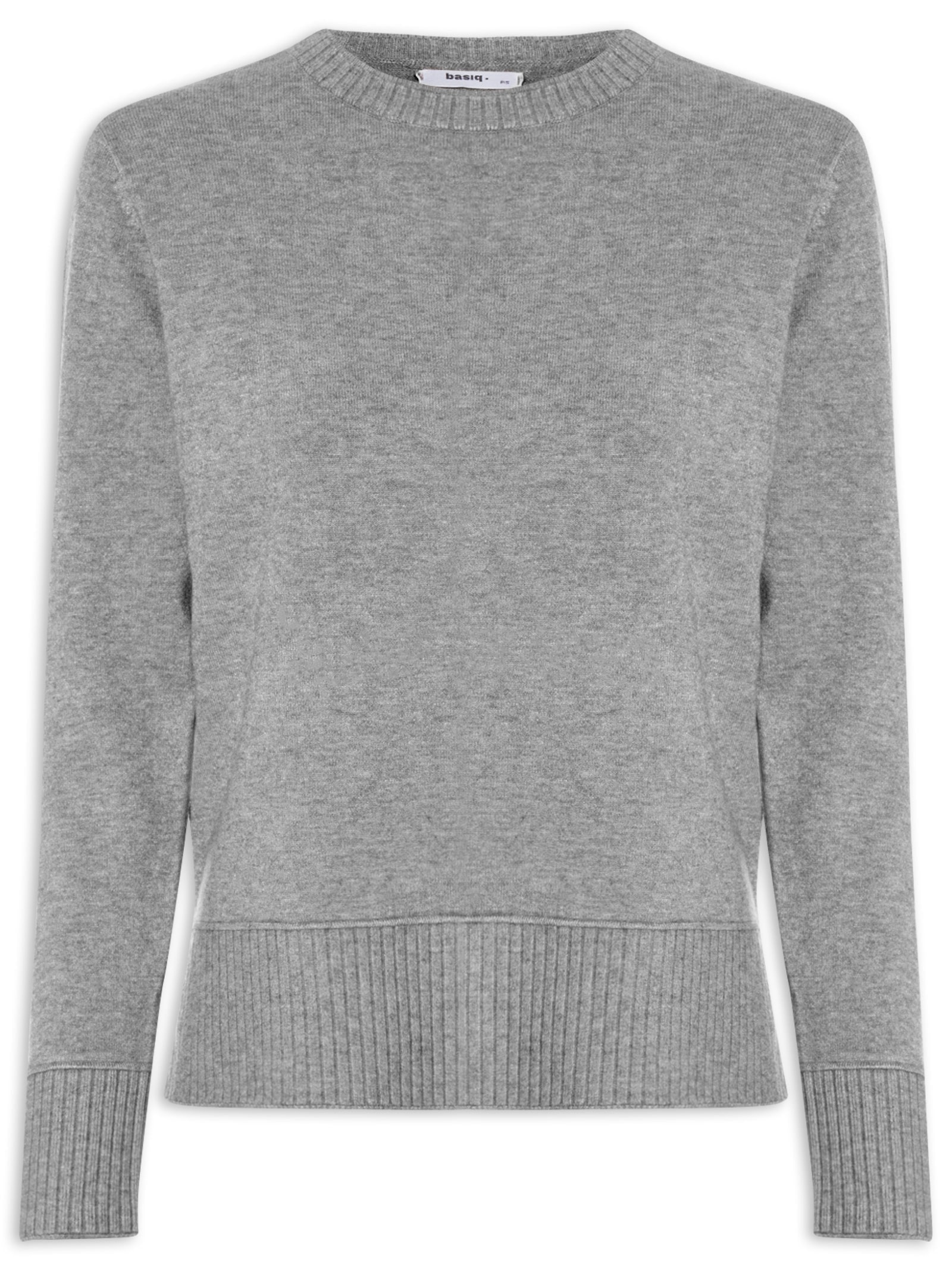 Suéter Feminino Tricot Oversized Básico Cinza Basiq