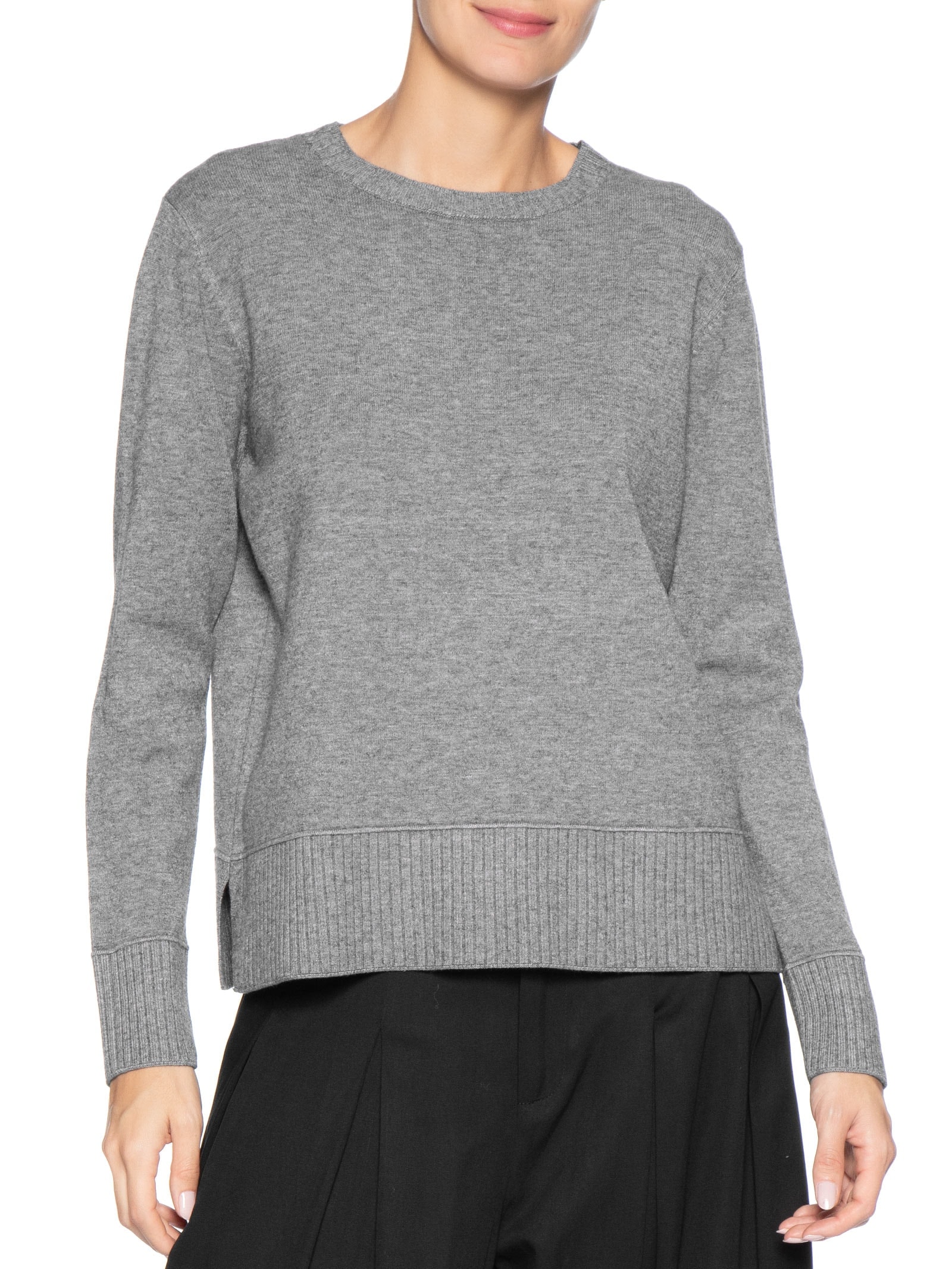 Suéter Feminino Tricot Oversized Básico Cinza Basiq