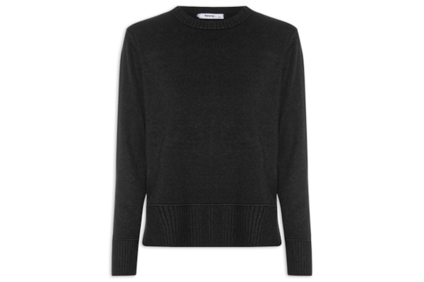 Suéter Feminino Tricot Oversized Básico - Preto