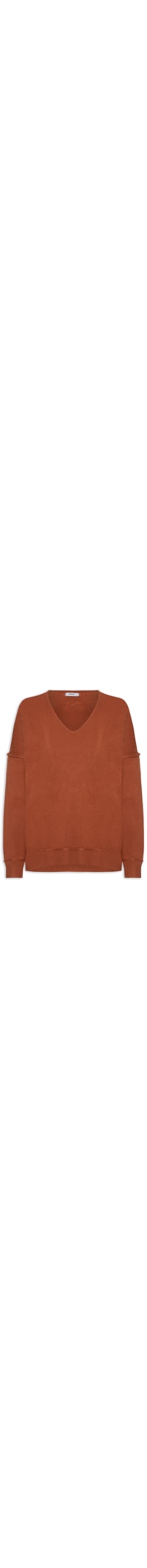 Suéter Feminino Tricot Oversized Decote V - Laranja