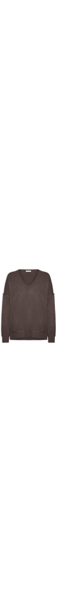 Suéter Feminino Tricot Oversized Decote V - Marrom
