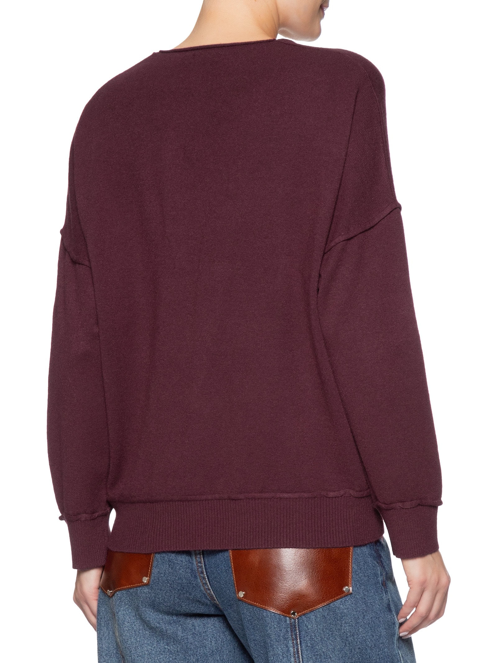 Suéter Feminino Tricot Oversized Decote V  Vermelho Basiq