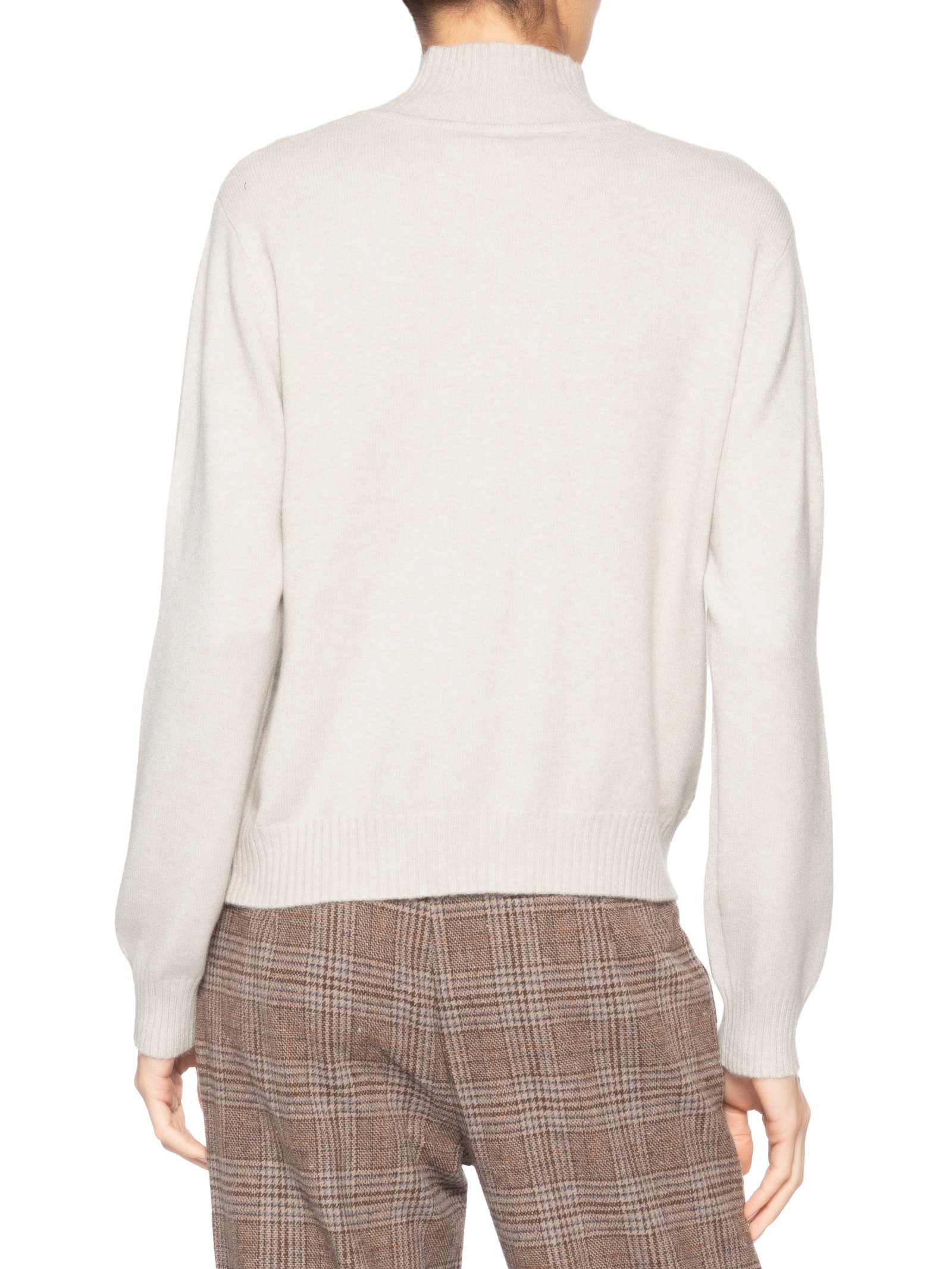 Suéter Feminino Tricot Oversized Gola Careca Bege Basiq