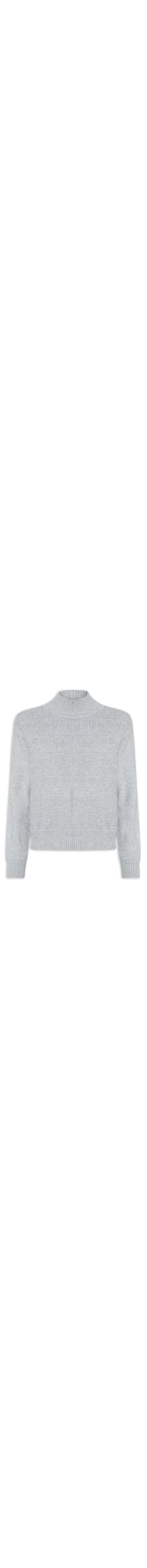 Suéter Feminino Tricot Oversized Gola Careca - Cinza